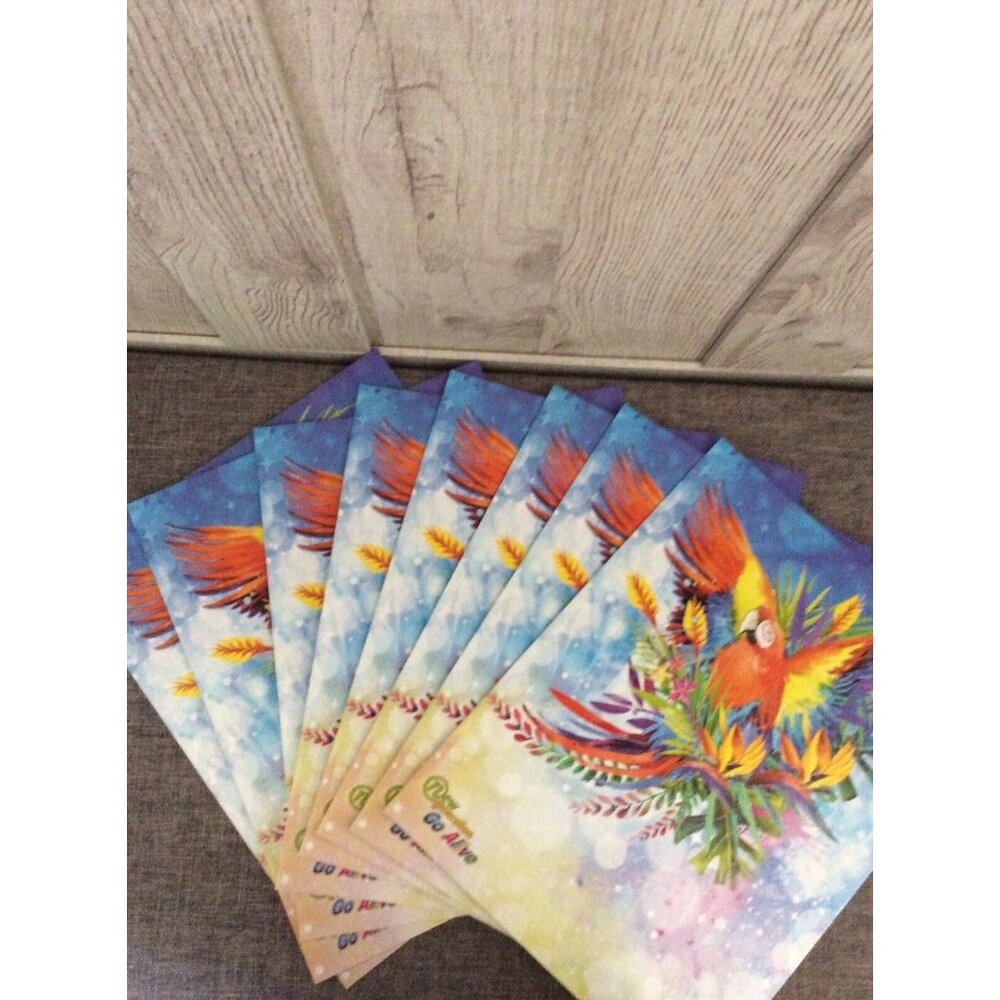 Lot Of 8 Teacher Classroom Pocket Folders Glittery Parrot